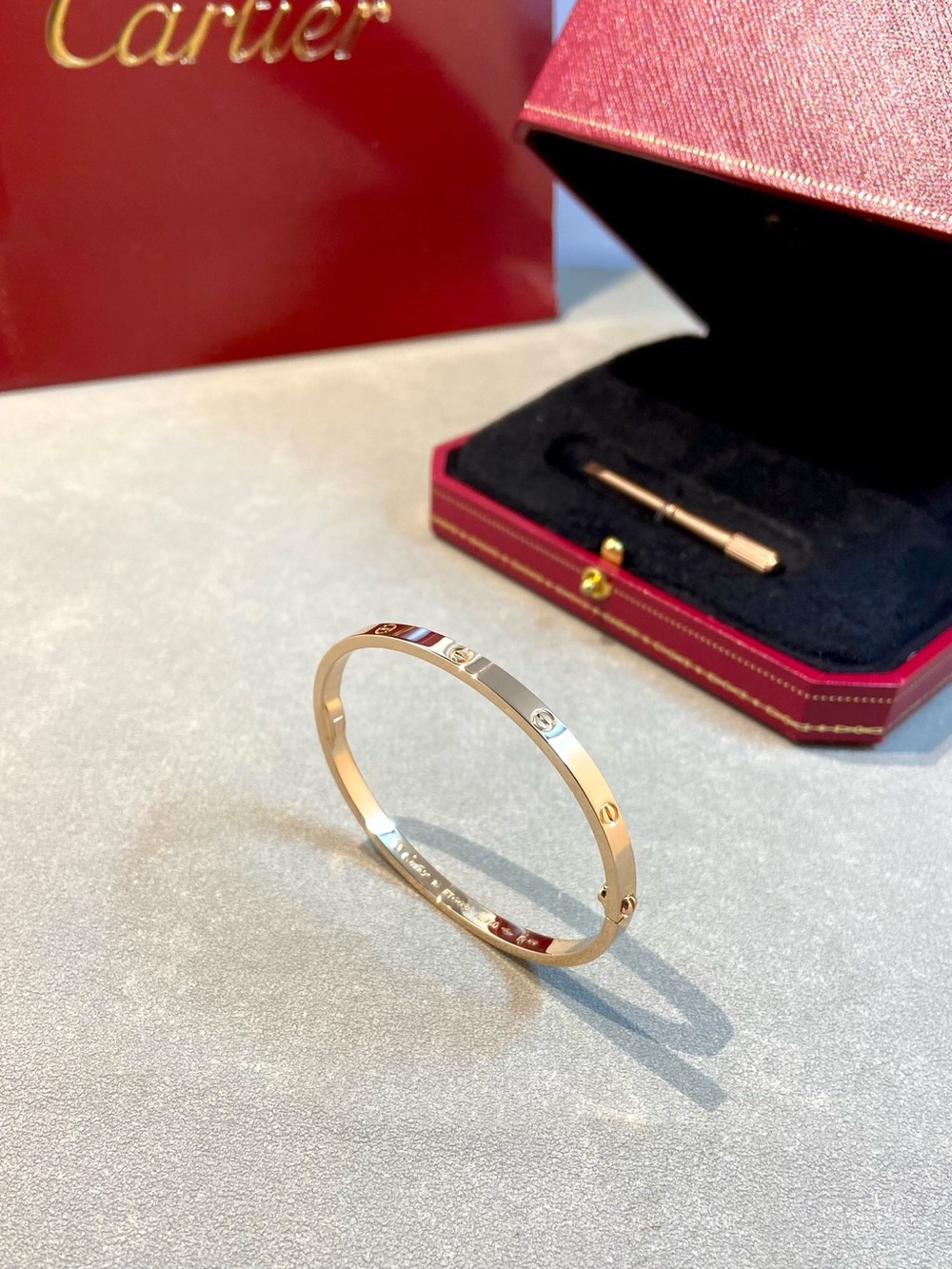 Good Cartier Pink Gold Love Bracelet with Screw Motif